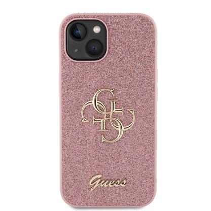 Guess iPhone 15 PLUS Backcover - Big 4G - Fixed Glitter - Roze