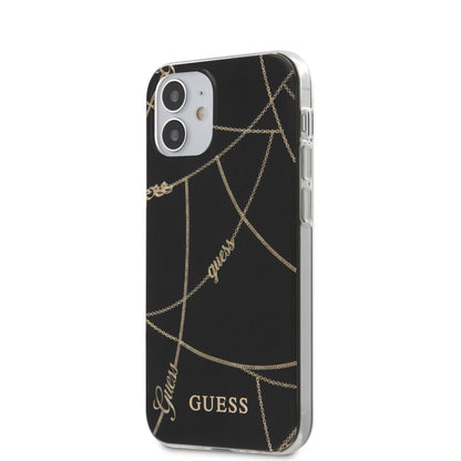 Guess iPhone 12/12 PRO Backcover - Gouden Ketting TPU