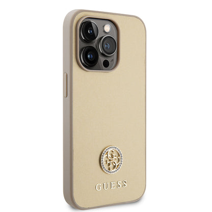 Guess iPhone 15 PRO MAX Backcover - 4G Metal Logo - Strass - Goud