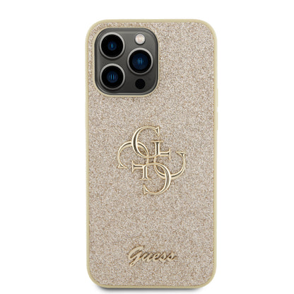 Guess iPhone 15 PRO Backcover - Big 4G - Fixed Glitter - Goud