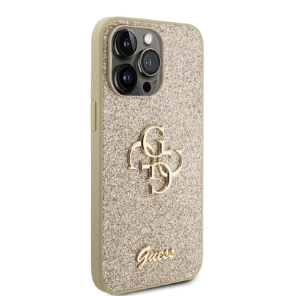 Guess iPhone 15 PRO Backcover - Big 4G - Fixed Glitter - Goud