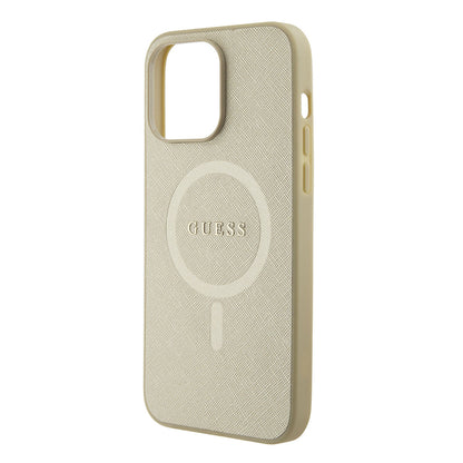 Guess iPhone 15 PRO MAX Backcover - MagSafe - Saffiano - Goud
