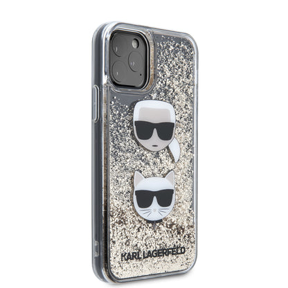 Karl Lagerfeld iPhone 11 PRO Backcover - Liquid Glitter - Transparant/Goud