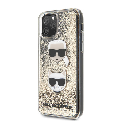 Karl Lagerfeld iPhone 11 PRO Backcover - Liquid Glitter - Transparant/Goud