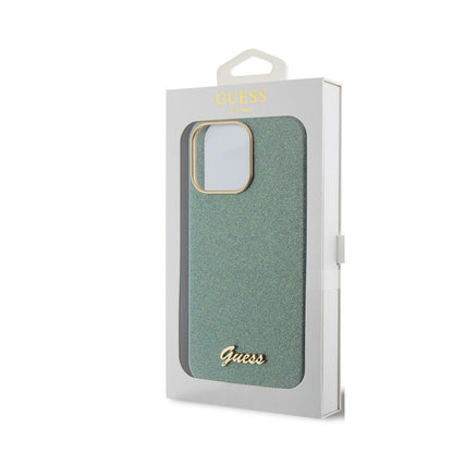 Guess iPhone 15 PRO Backcover - Glitter Glossy Script - Khaki