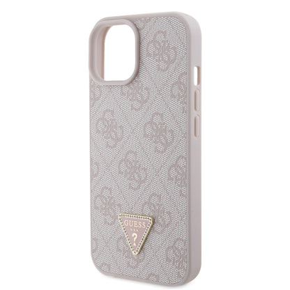 Guess iPhone 15 PLUS Backcover 4G Triangle - Strass - Roze