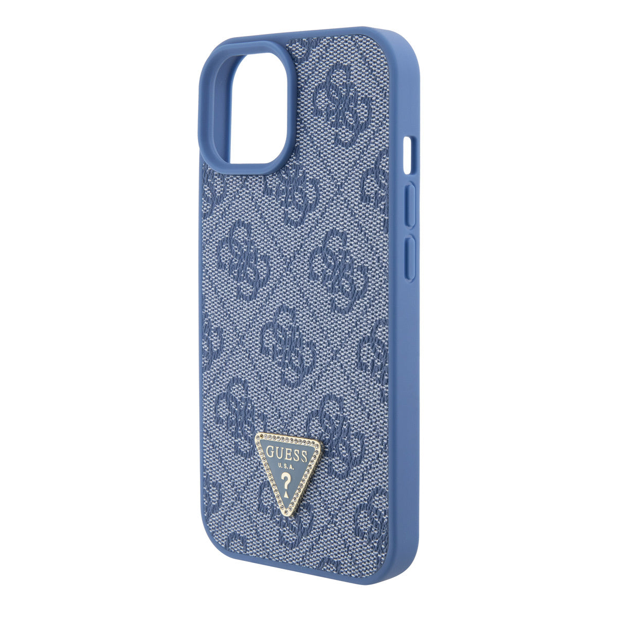 Guess iPhone 15 Backcover 4G Triangle - Strass - Blauw