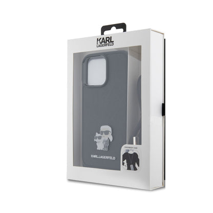 Karl Lagerfeld iPhone 15 PRO Backcover - Saffiano - K&C Metal Pin - Crossbody - Zwart