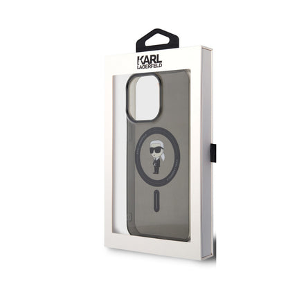 Karl Lagerfeld iPhone 15 PRO Backcover - MagSafe - Ikonik - Zwart/Transparant