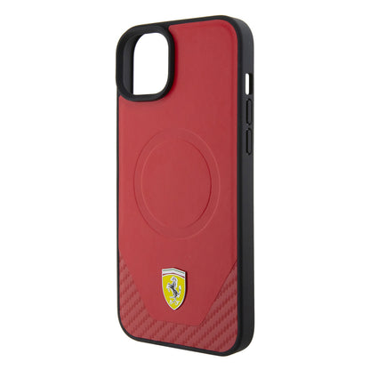 Ferrari iPhone 15 Backcover - MagSafe - Carbon - Rood