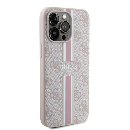 Guess iPhone 15 PRO Backcover 4G Printed Stripes - Roze