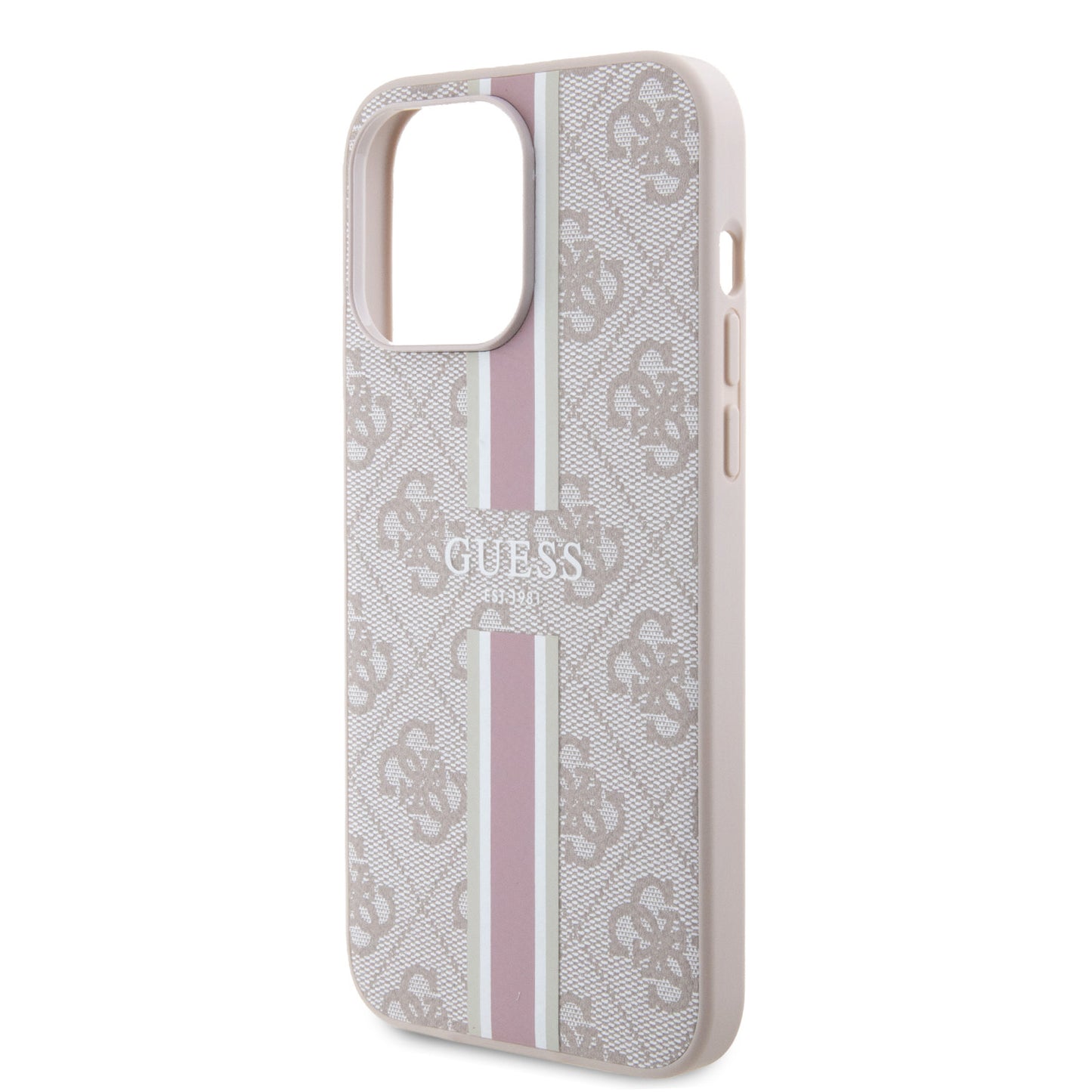 Guess iPhone 15 PRO Backcover 4G Printed Stripes - Roze