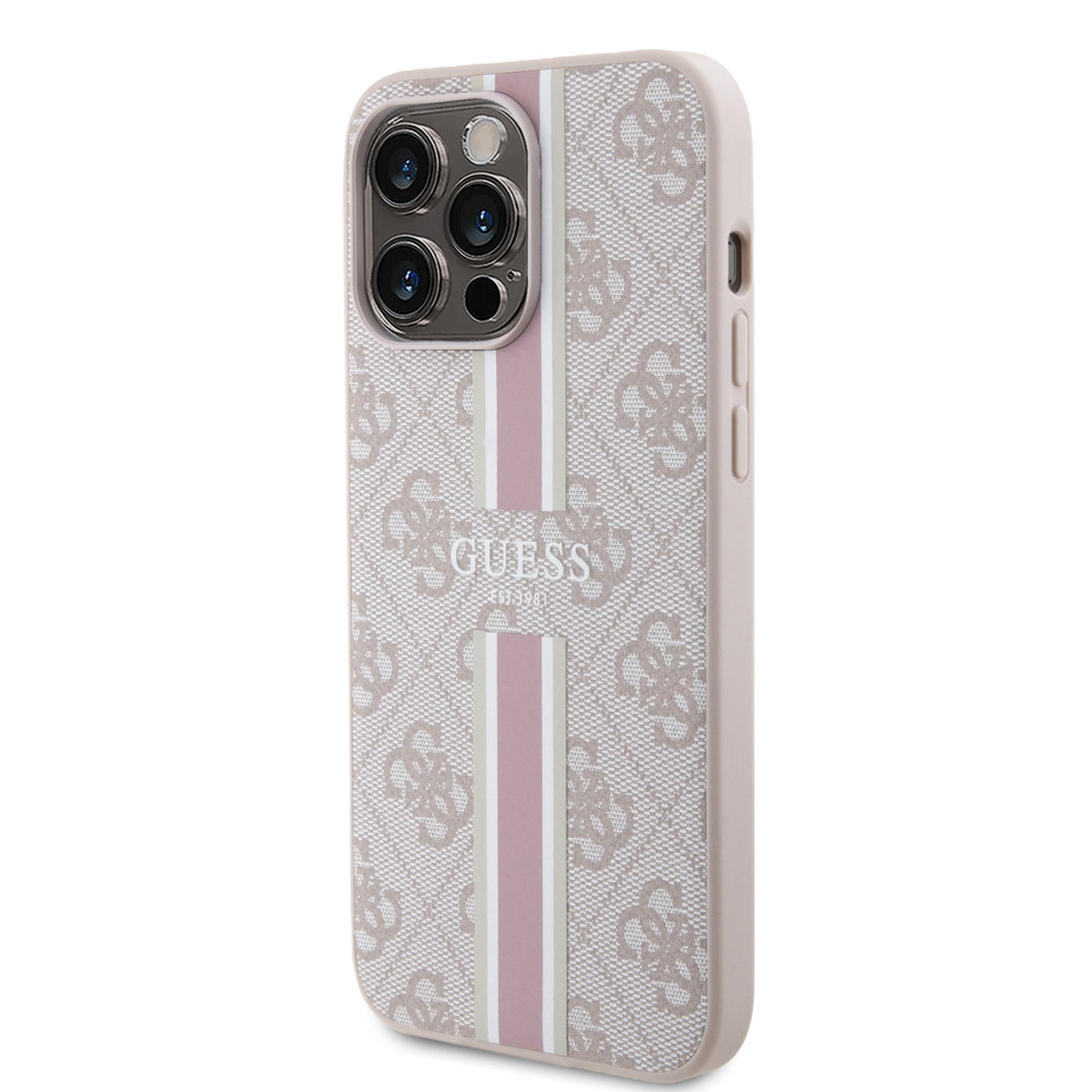 Guess iPhone 15 PRO MAX Backcover 4G Printed Stripes - Roze