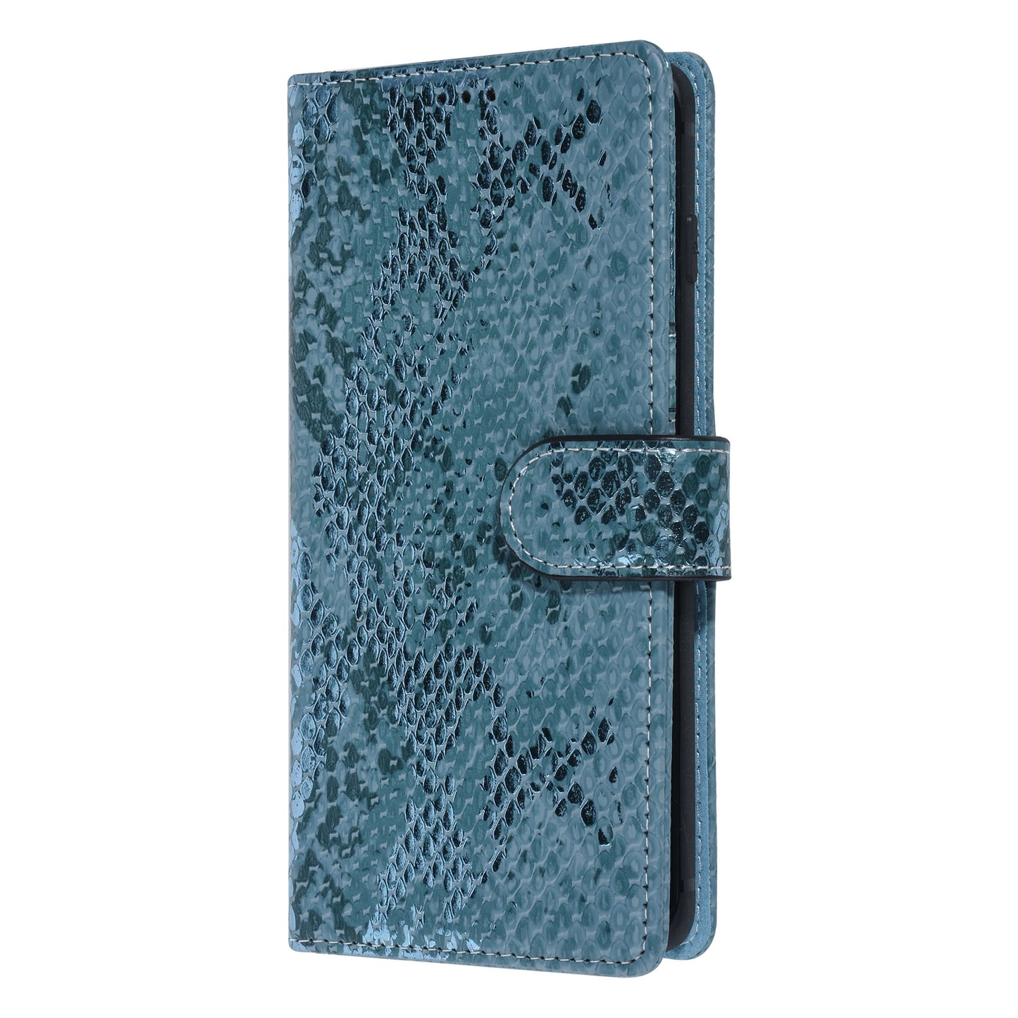 Samsung S10 Plus Bookcase met 3 Pasjeshouders - Luxe Kunstleer met Slangenprint / Blauw