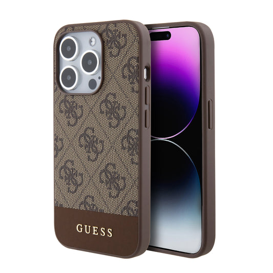 Guess iPhone 15 PRO Backcover - MagSafe - Pu Bottom - Bruin