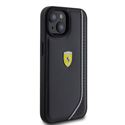 Ferrari iPhone 15 Backcover - Reflective - Zwart