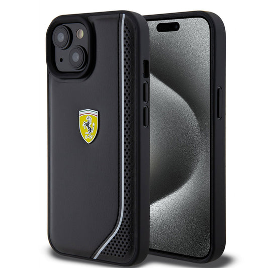 Ferrari iPhone 15 Backcover - Reflective - Zwart