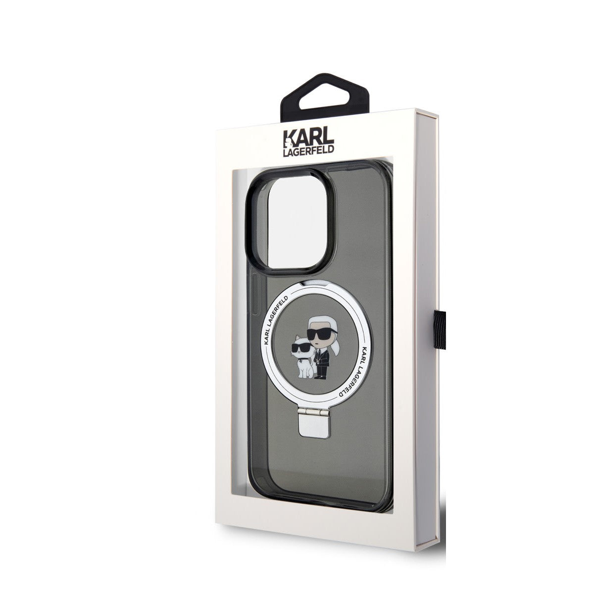 Karl Lagerfeld iPhone 15 PRO Backcover - MagSafe met ringstand - K&C- Zwart