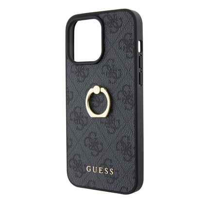 Guess iPhone 15 PRO MAX Backcover met ringhouder - Grijs
