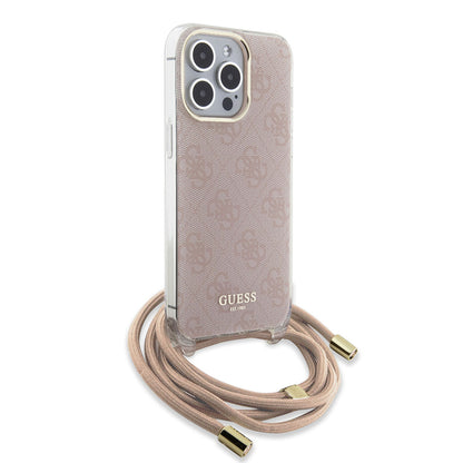 Guess iPhone 15 PRO Backcover - Crossbody Koord - Roze