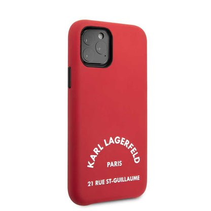 Karl Lagerfeld iPhone 11 PRO Leren Backcover - RSG White Logo - Rood