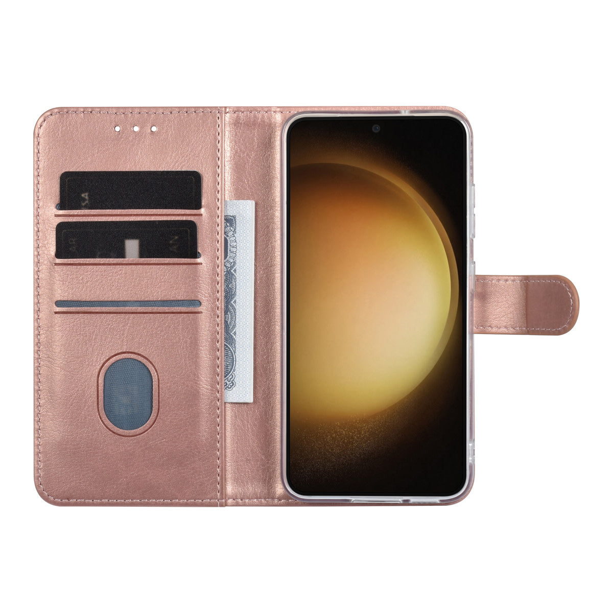 Samsung S24 Bookcase voor 3 pasjes - Magneetsluiting - Rose Goud
