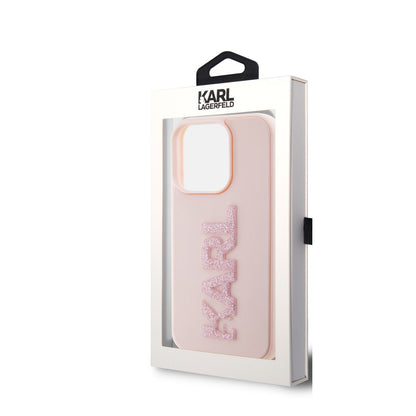 Karl Lagerfeld iPhone 15 PRO Backcover - 3D Glitter Logo - Roze
