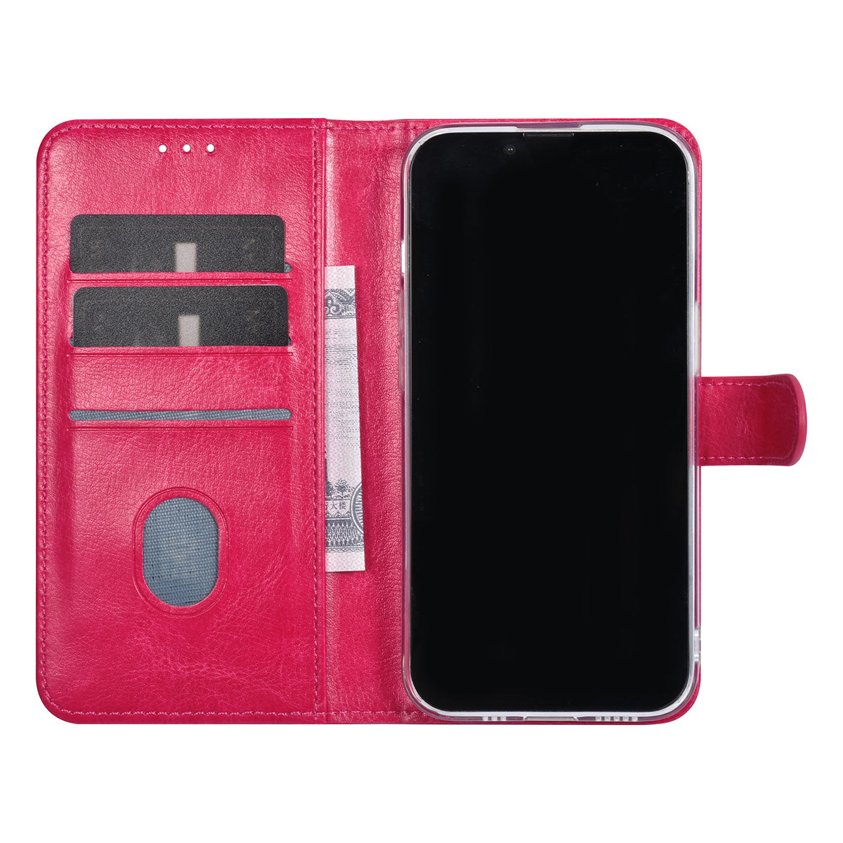 iPhone 15 PLUS Bookcase met 3 Pasjeshouders - Magneetsluiting - Roze