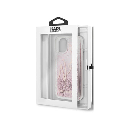 Karl Lagerfeld iPhone 11 PRO Backcover - Glitter - Transparant/Roze