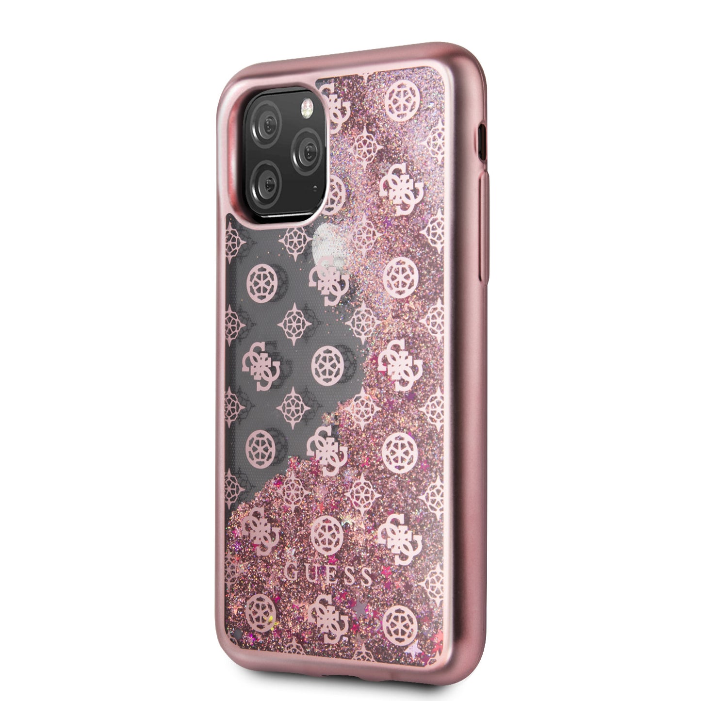 Guess iPhone 11 PRO Glitter Backcover - Transparant Roze