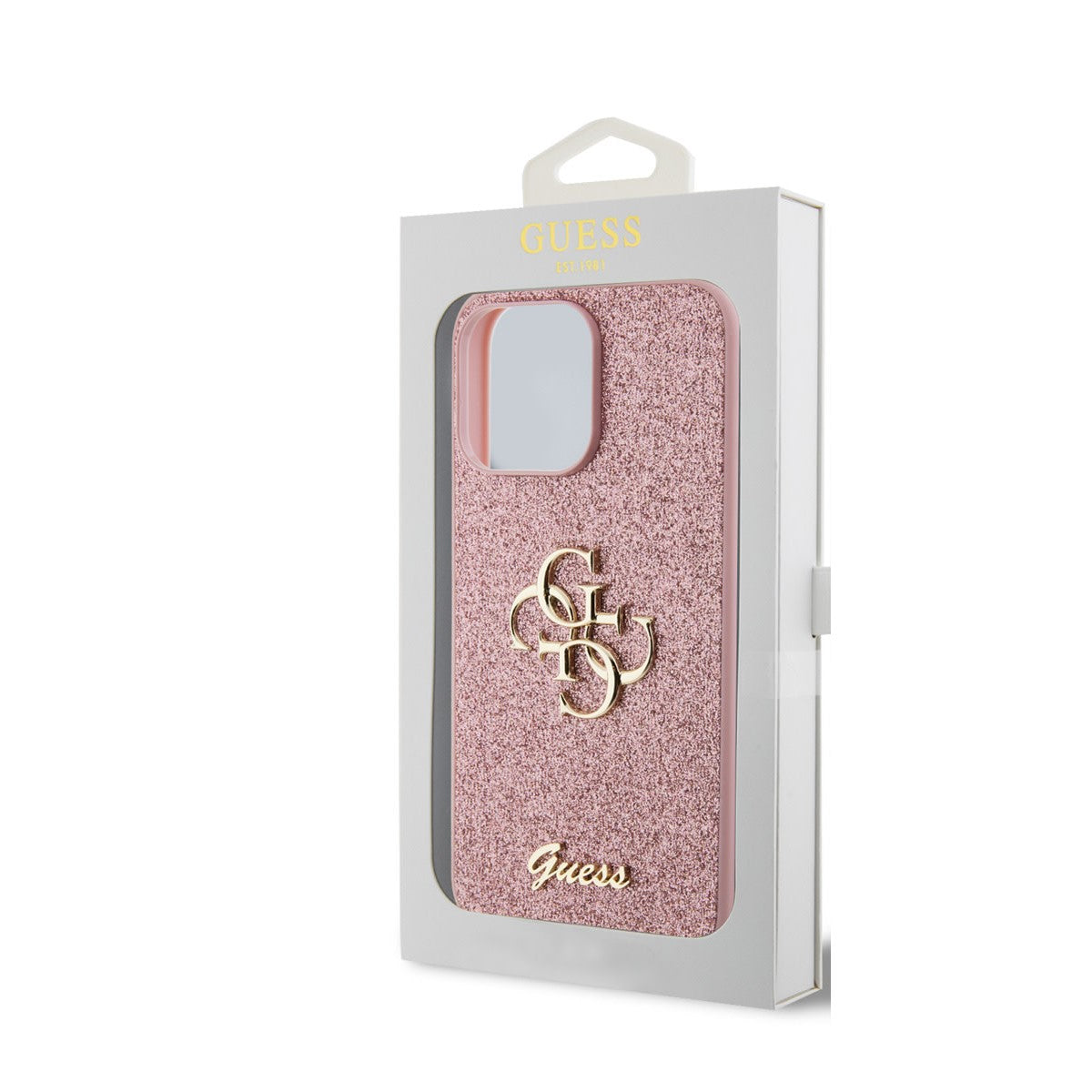 Guess iPhone 15 PRO MAX Backcover - Big 4G - Fixed Glitter - Roze