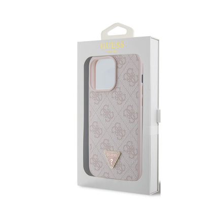 Guess iPhone 15 PRO Backcover 4G Triangle - Strass - Roze