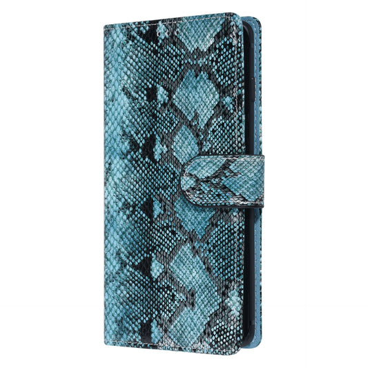 Samsung S10 Plus Bookcase met 3 Pasjeshouders - Luxe Kunstleer met Slangenprint - Zwart/Blauw