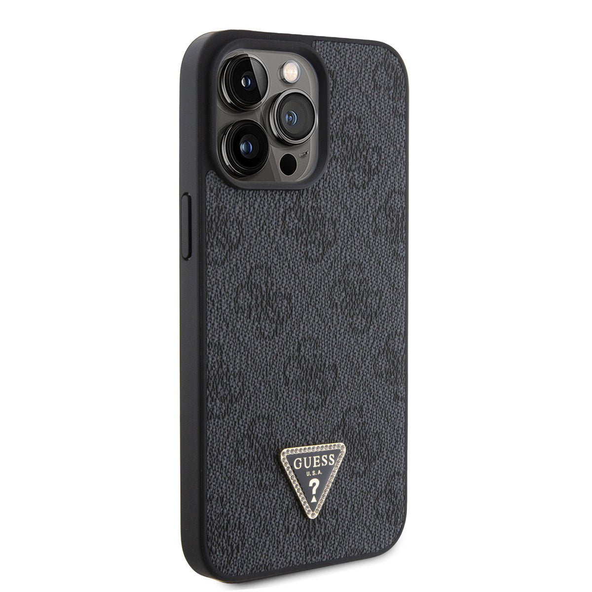 Guess iPhone 15 PRO MAX Backcover 4G Triangle - Strass - Grijs