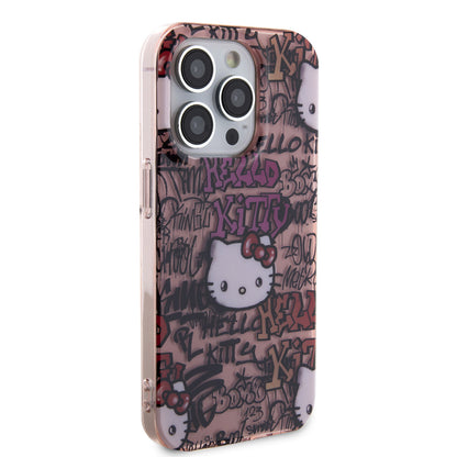 Hello Kitty iPhone 15 PRO MAX Backcover - Graffiti Tags - Roze