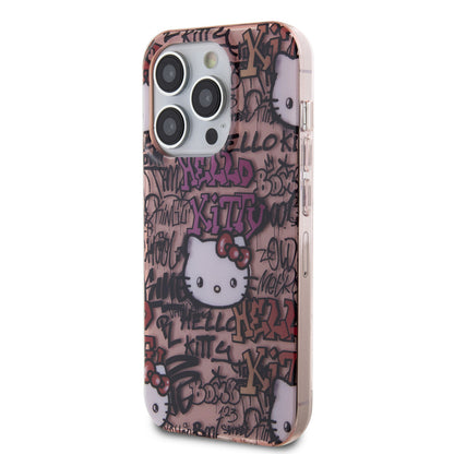 Hello Kitty iPhone 15 PRO MAX Backcover - Graffiti Tags - Roze