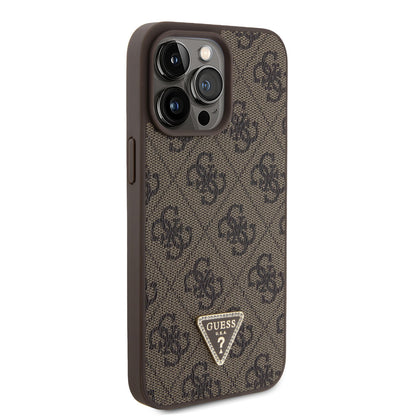 Guess iPhone 15 PRO MAX Backcover 4G Triangle - Strass - Bruin