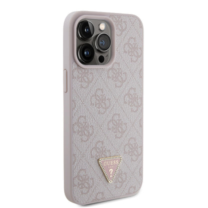 Guess iPhone 15 PRO Backcover 4G Triangle - Strass - Roze