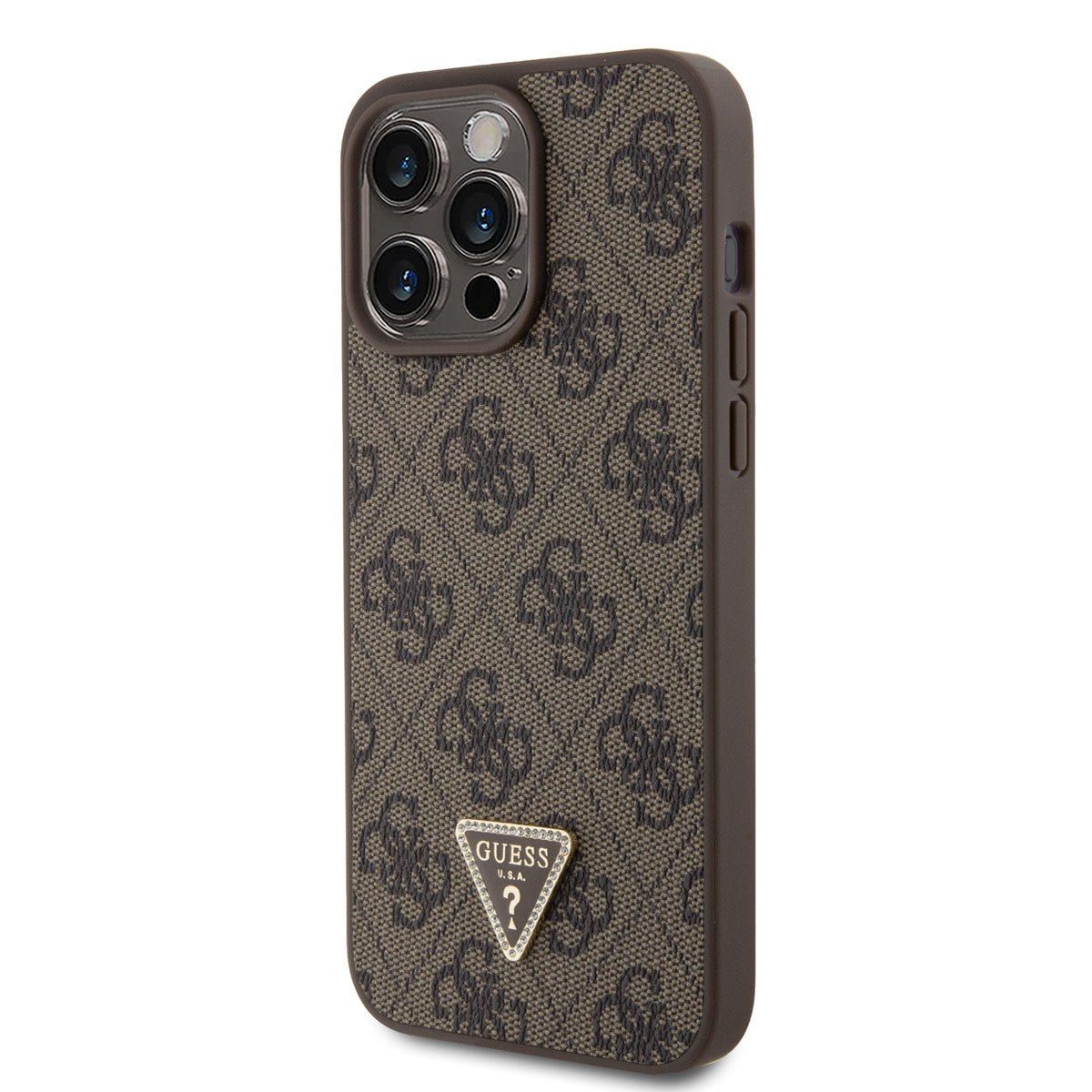 Guess iPhone 15 PRO Backcover 4G Triangle - Strass - Bruin