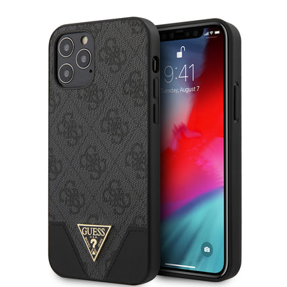 Guess iPhone 12/12 PRO Backcover - Triangle - Grijs