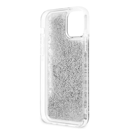 Guess iPhone 12/12 PRO Backcover - Big 4G Logo - Zilver Liquid Glitter
