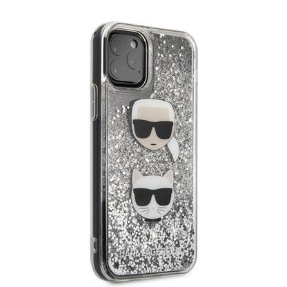 Karl Lagerfeld iPhone 11 PRO Backcover - Liquid Glitter - Transparant/Zilver
