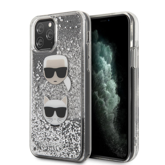 Karl Lagerfeld iPhone 11 PRO Backcover - Liquid Glitter - Transparant/Zilver
