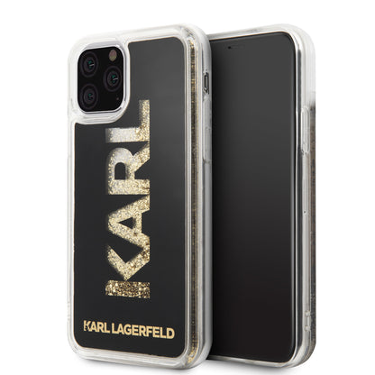 Karl Lagerfeld iPhone 11 PRO Backcover - Glitter - Karl Iconic - Zwart