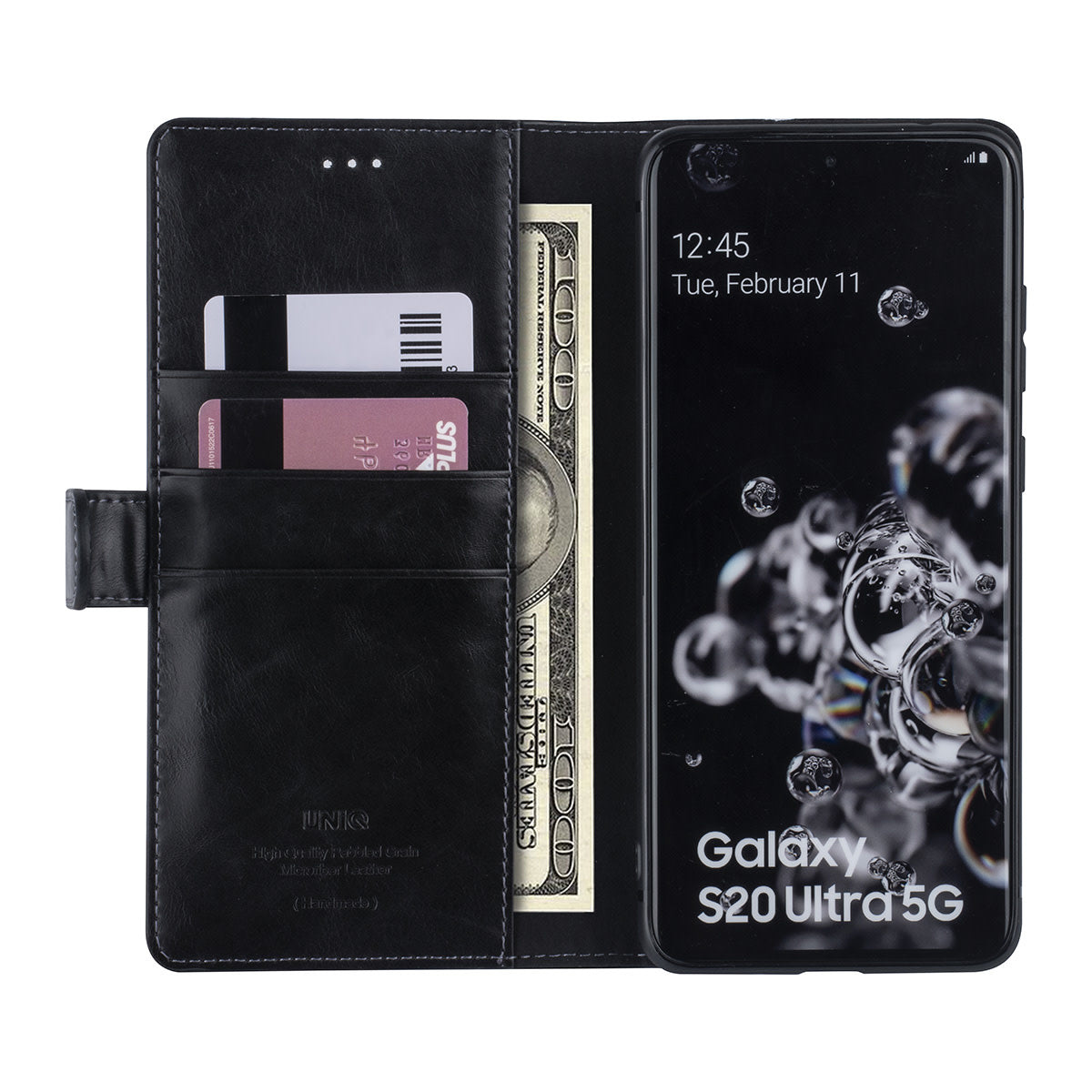 Samsung S20 Ultra Luxe Bookcase met 3 Pasjeshouders - Magneetsluiting - Zwart