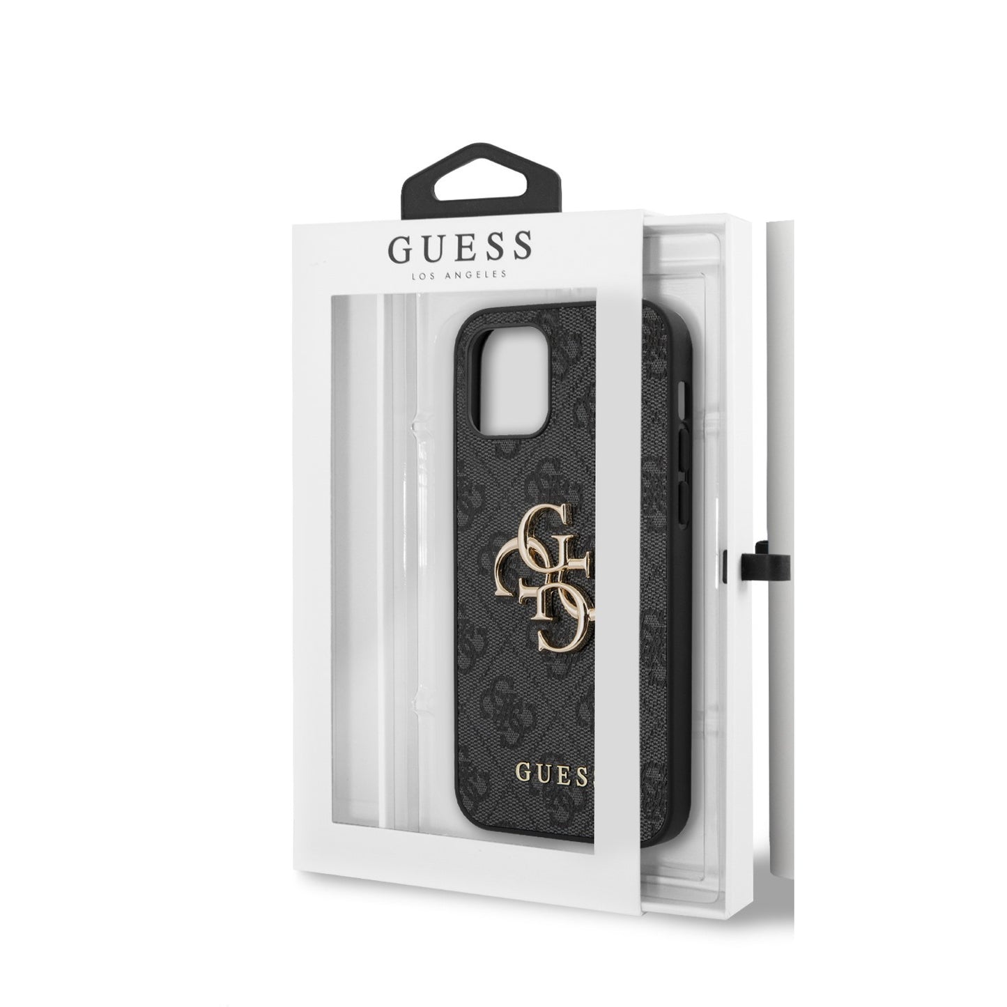 Guess iPhone 12/12 PRO Backcover - Gold 4G Logo - Grijs