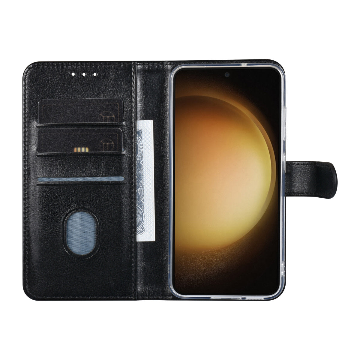 Samsung S23 PLUS Bookcase met 3 Pasjeshouders - Magneetsluiting - Zwart