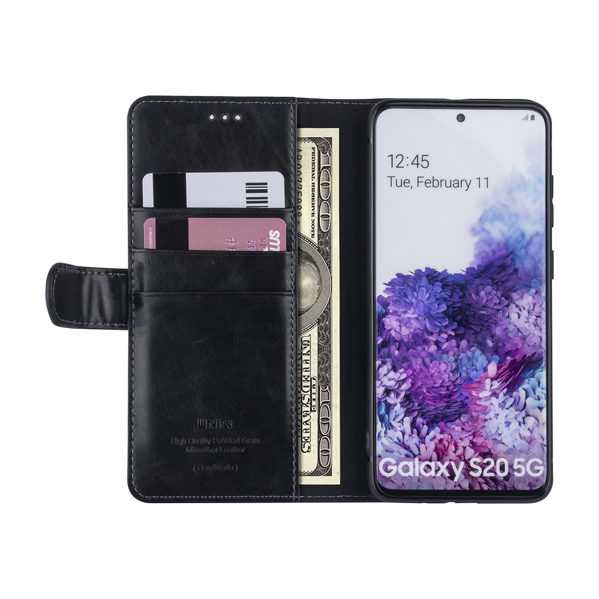 Samsung S20 Plus Luxe Bookcase met 3 Pasjeshouders - Magneetsluiting - Zwart
