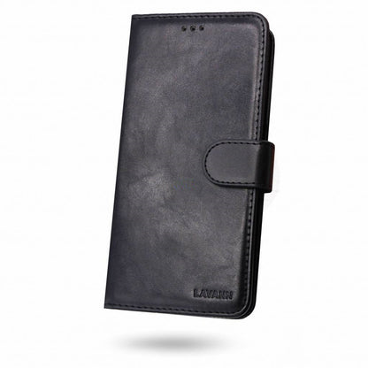 Samsung S24 Leren Bookcase voor 3 Pasjes - Magneetsluiting - Zwart