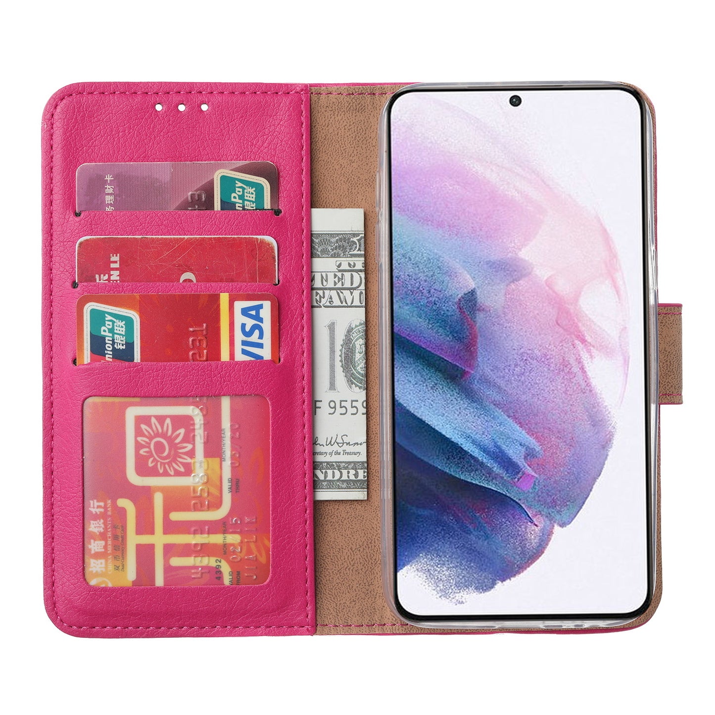 Samsung S21 Plus Bookcase met 3 Pasjeshouders - Magneetsluiting - Roze